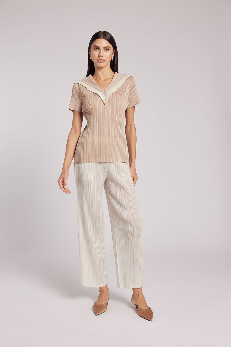 Nora V-neck Sailor Plissé Satin Top