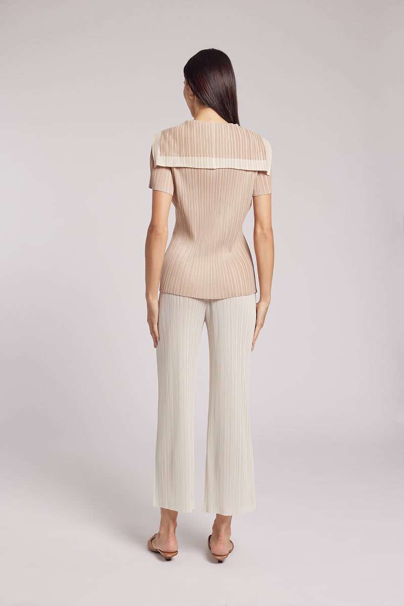 Nora V-neck Sailor Plissé Satin Top