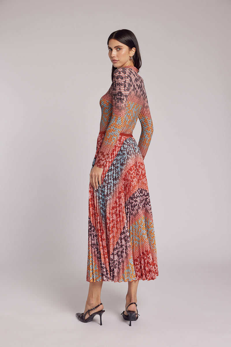 Sienna Bohemian Pleated Skirt Red Multi / Size 1 (XS-M) / Maxi (34.5