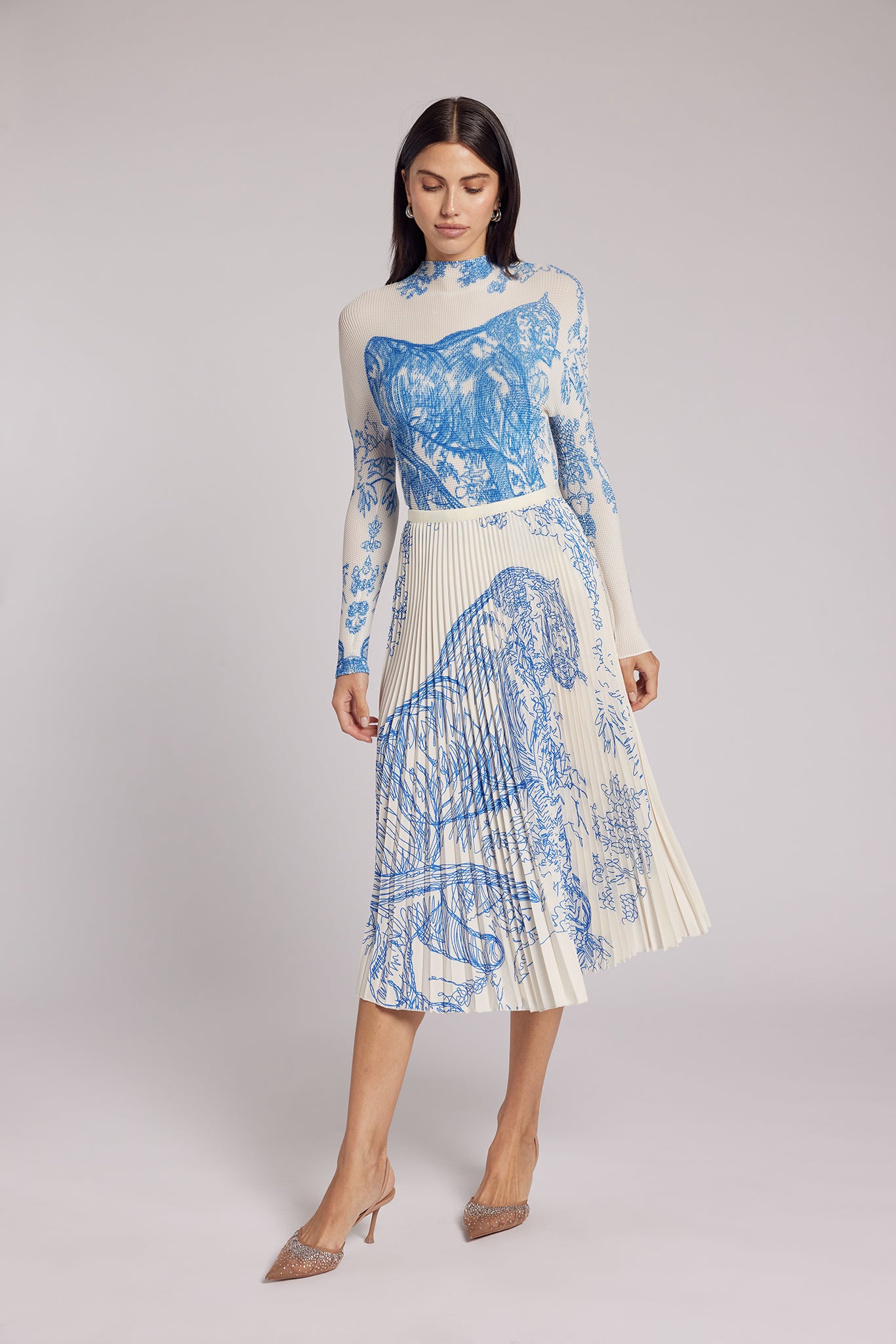 Juliet Toile de Jouy Pleated Skirt – Wild Cosmos