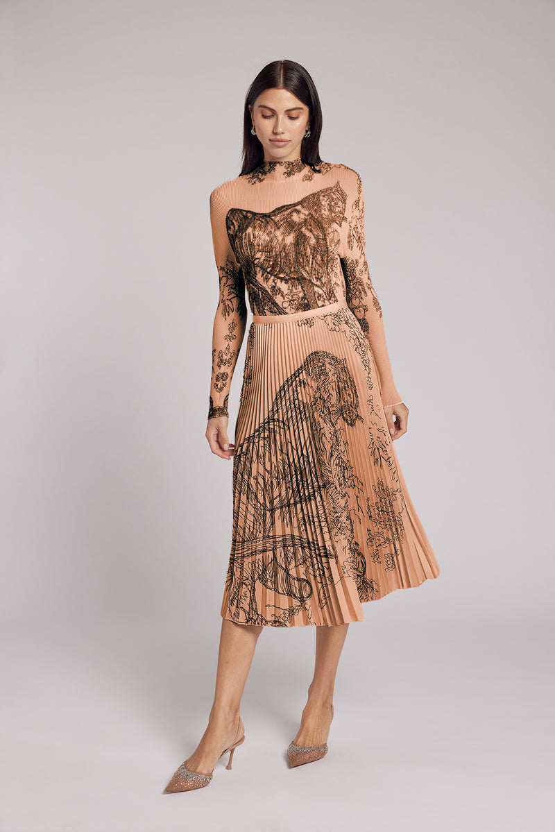 Juliet Toile de Jouy Pleated Skirt