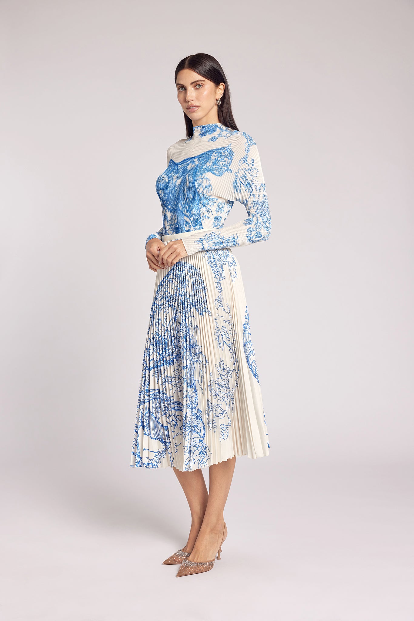Juliet Toile de Jouy Pleated Skirt – Wild Cosmos