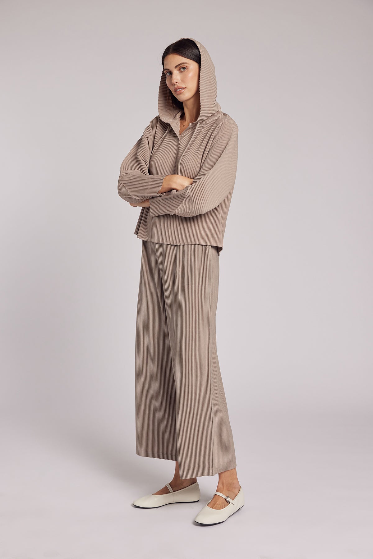 Vivian Double Knit Plissé Straight Pant