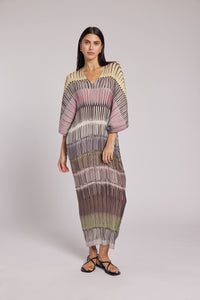 Savanna Painterly Stripes Plissé Kaftan