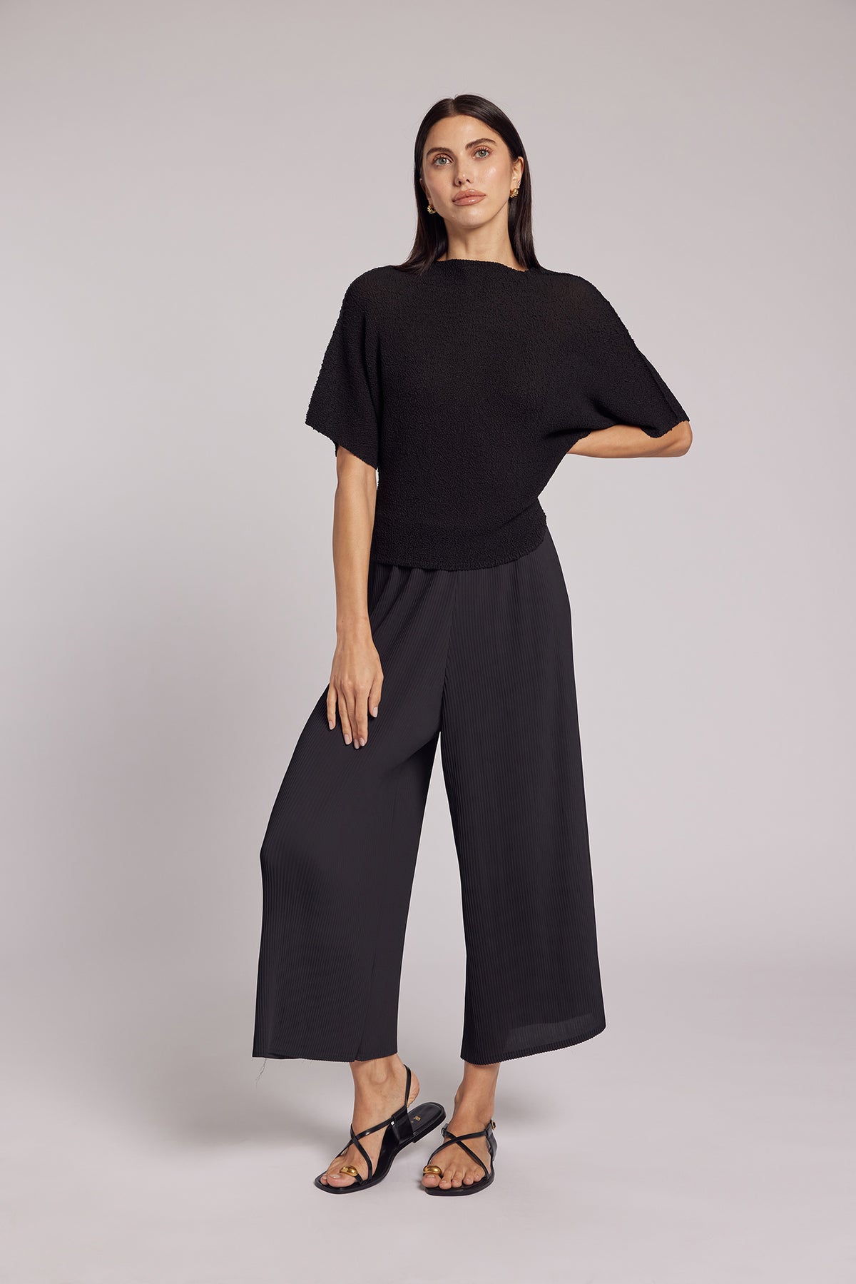 Christine Soft Matte Plissé Wide-Leg Pant