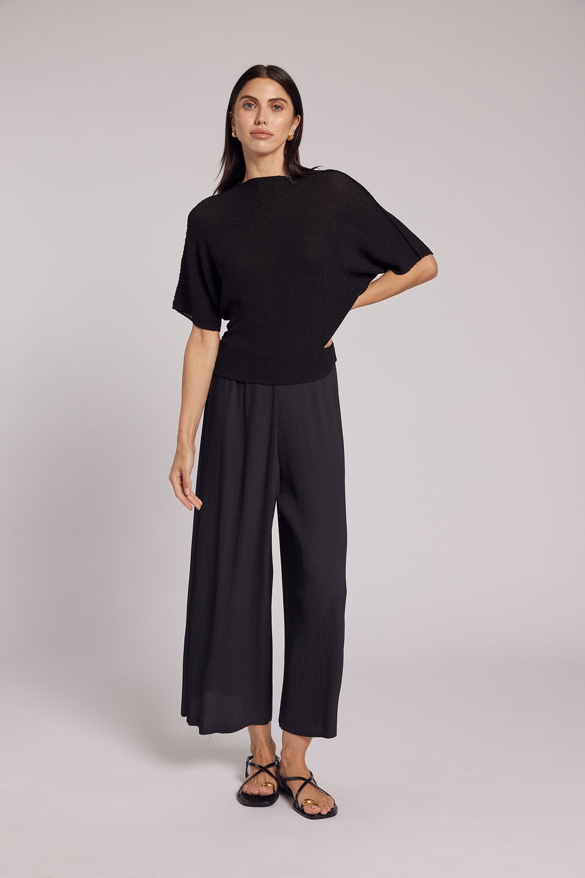 Christine Soft Matte Plissé Wide-Leg Pant