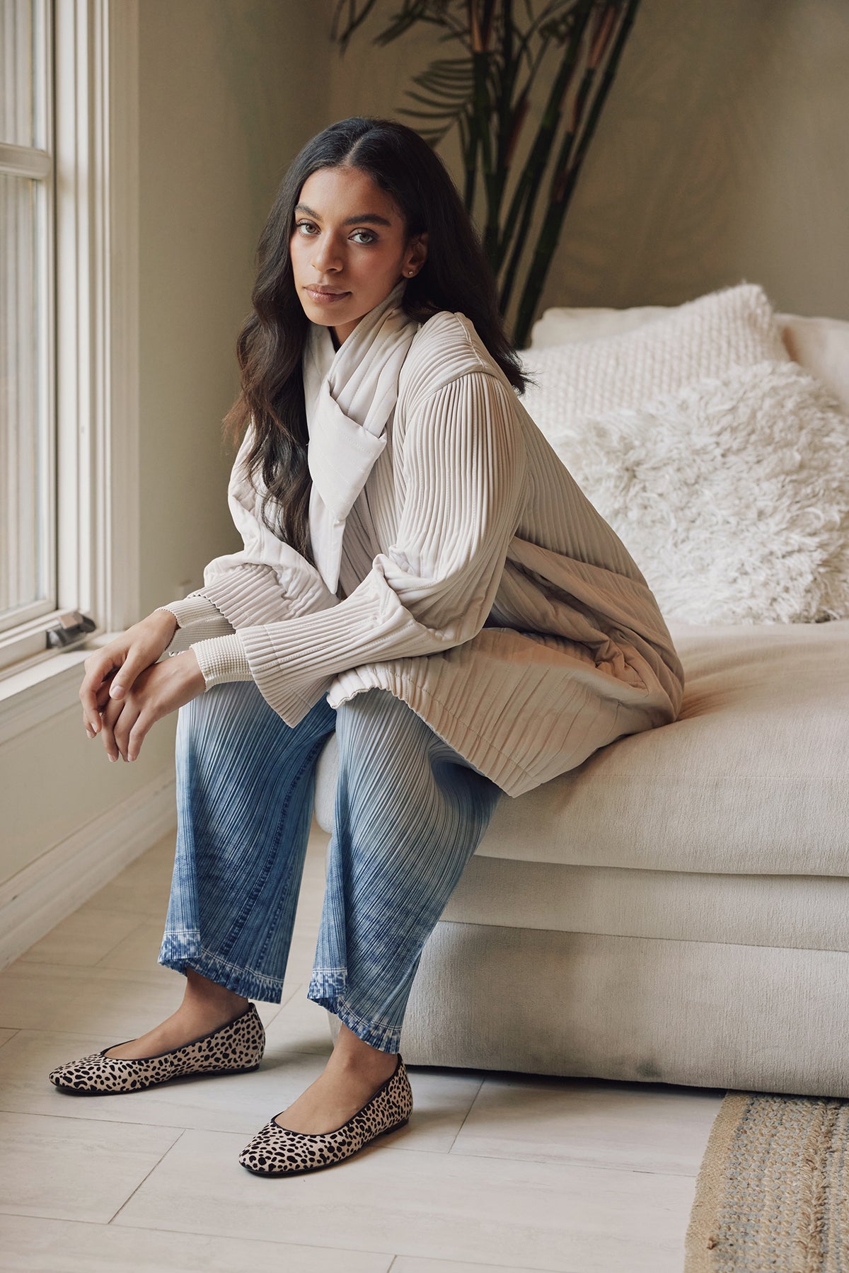 Boston Insulated Plissé Jacket with Removable Scarf