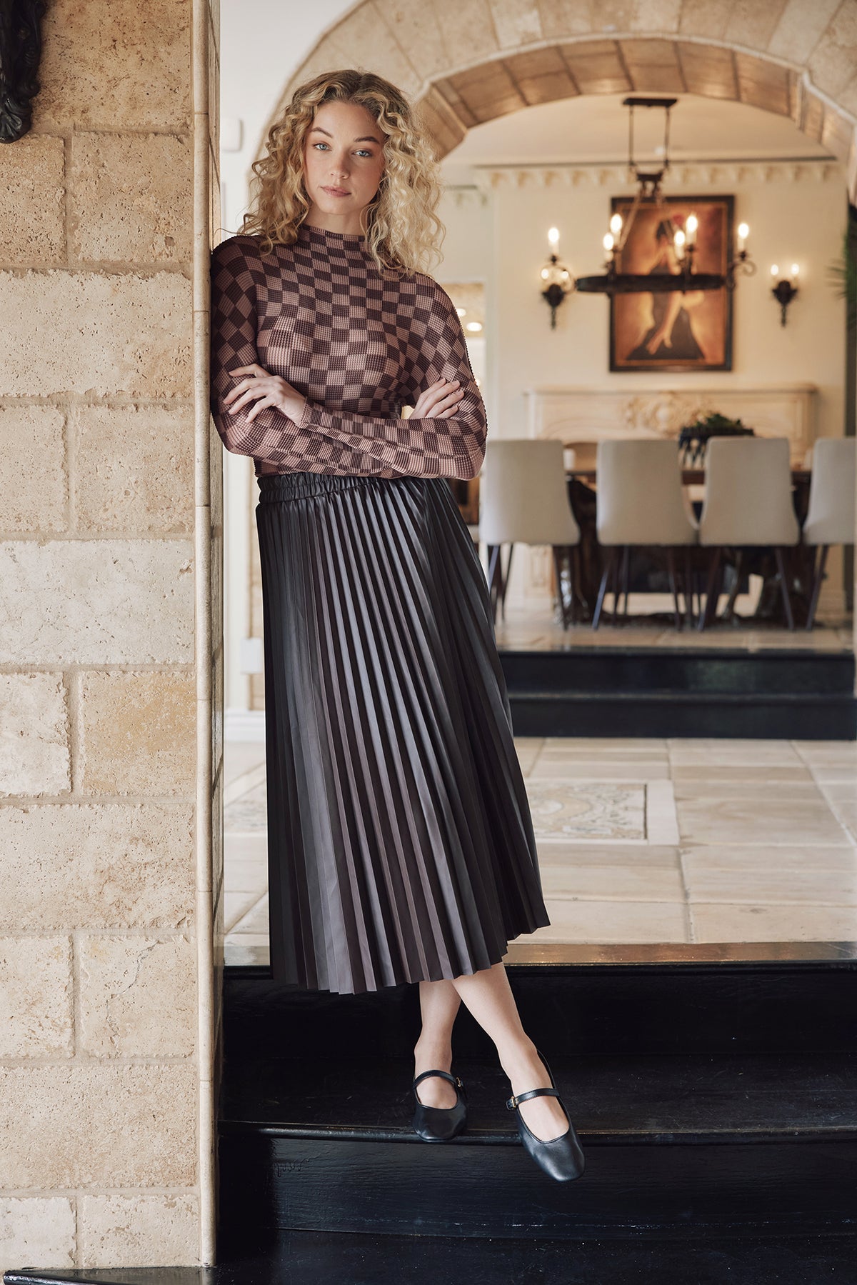 Mina Vegan Leather Pleated Skirt