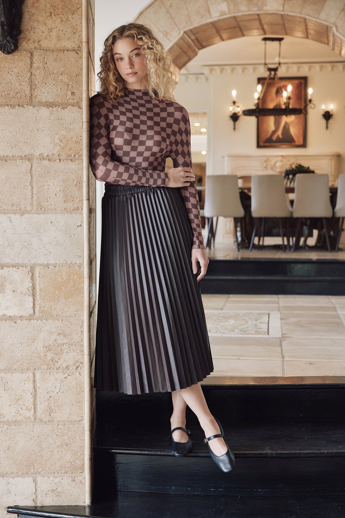 Mina Vegan Leather Pleated Skirt