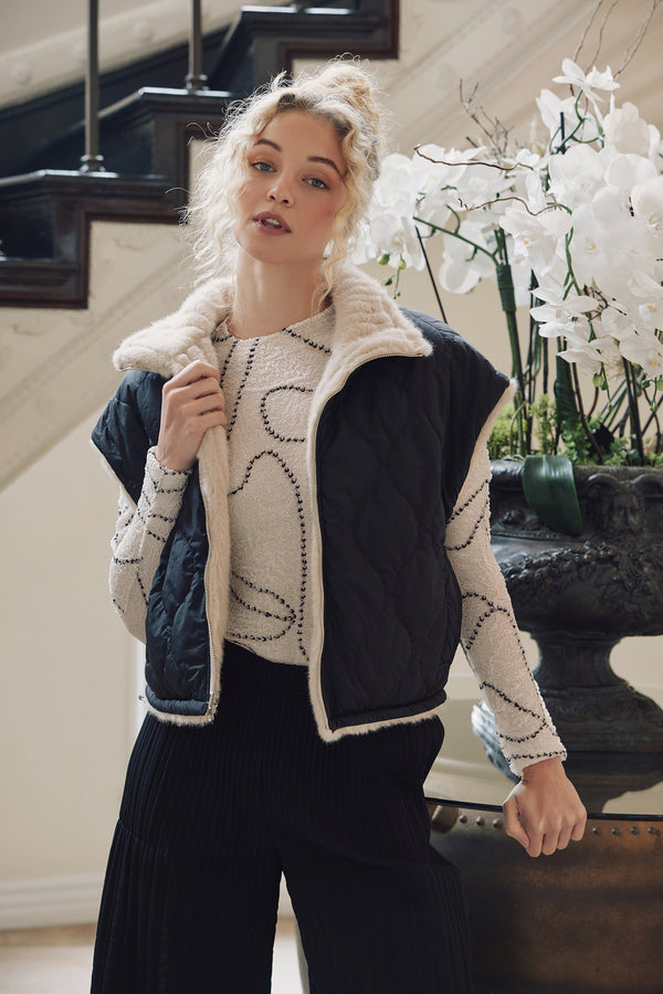 Celeste Soft Fur Quilted Reversible Vest