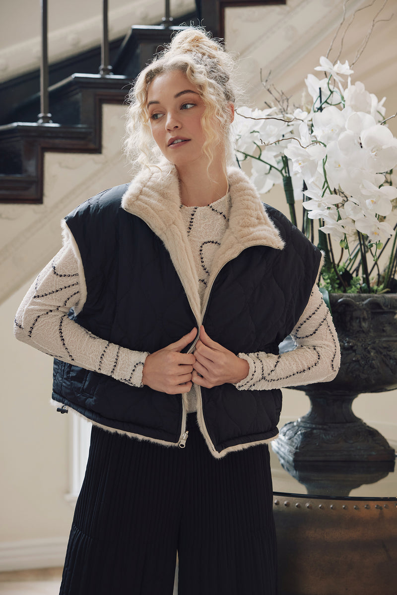 Celeste Soft Fur Quilted Reversible Vest