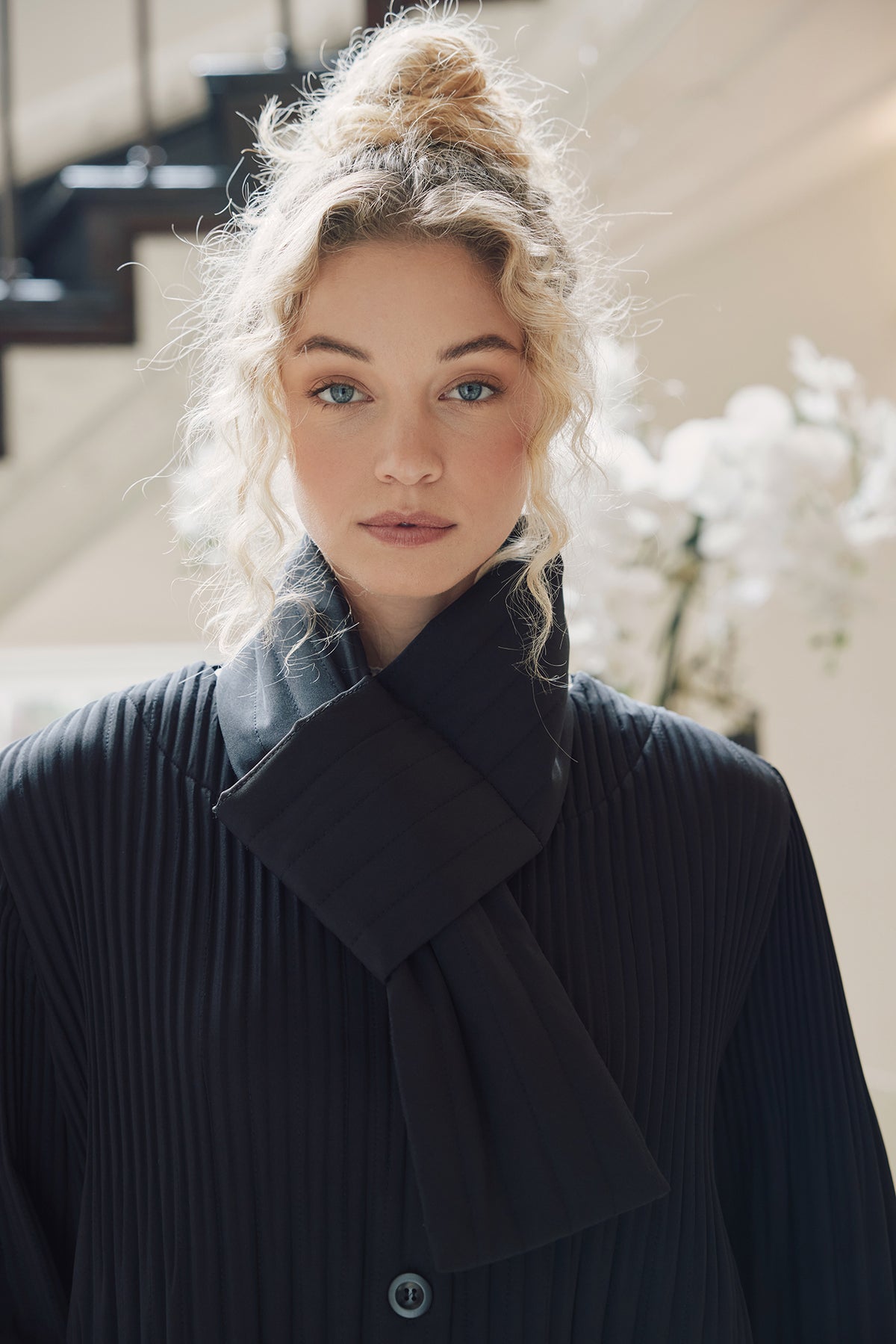 Boston Insulated Plissé Jacket with Removable Scarf