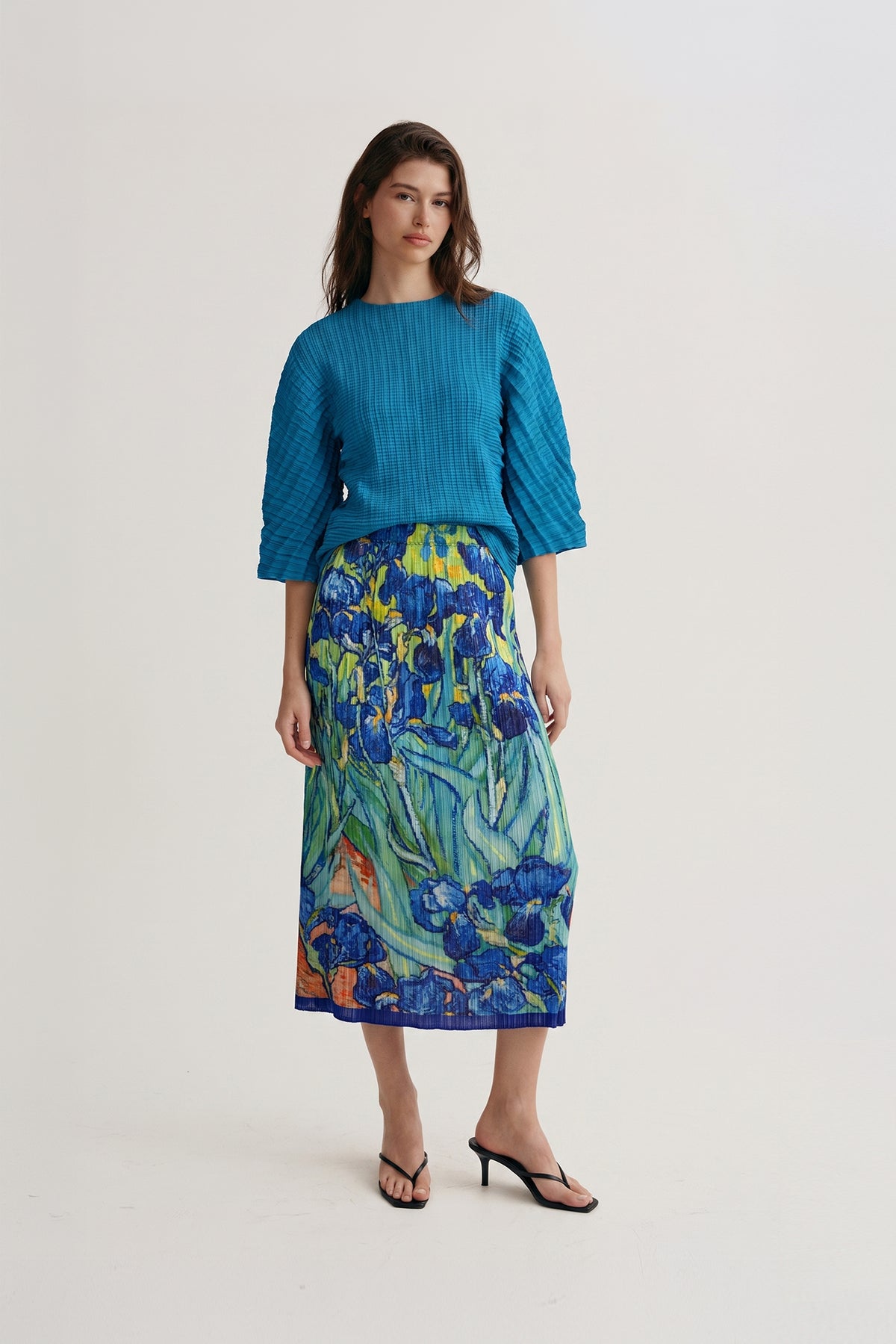 Charlotte Sculpted Dolman Pleated Top - Turquoise