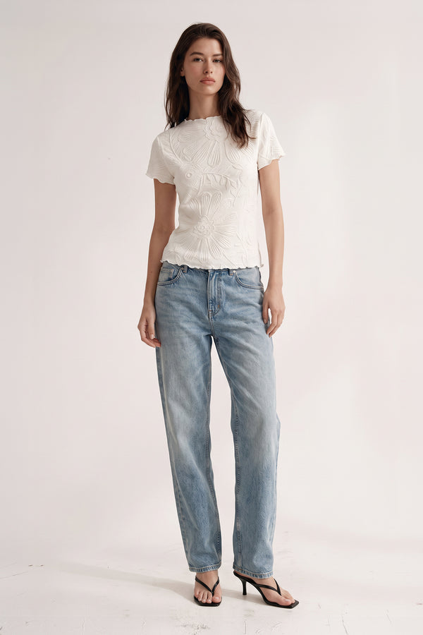 Jeremy Lettuce Edge Floral Jacquard Top