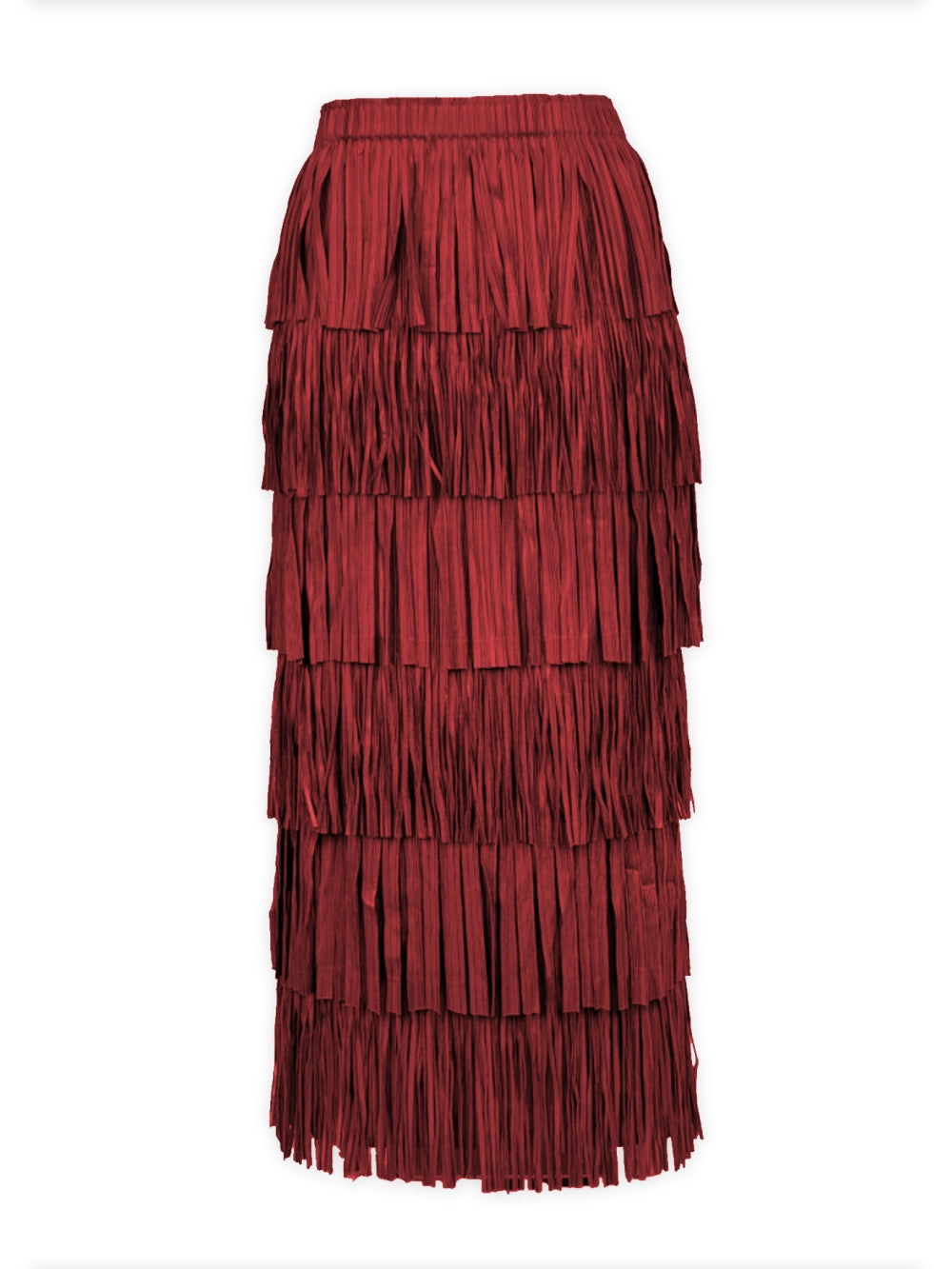 Akira Fringe Plissé Satin Skirt