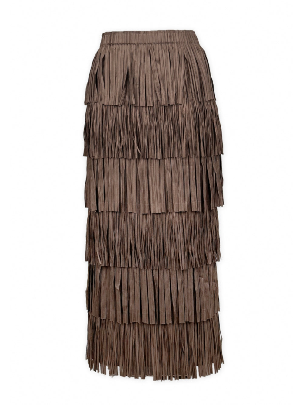 Akira Fringe Plissé Satin Skirt