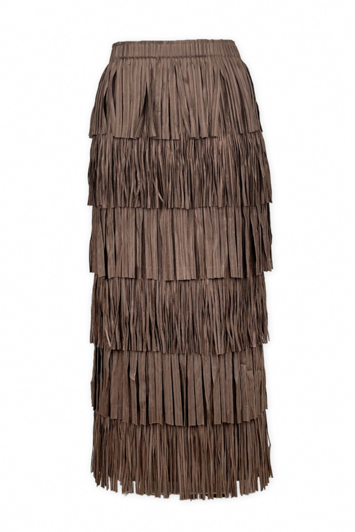 Akira Fringe Plissé Satin Skirt