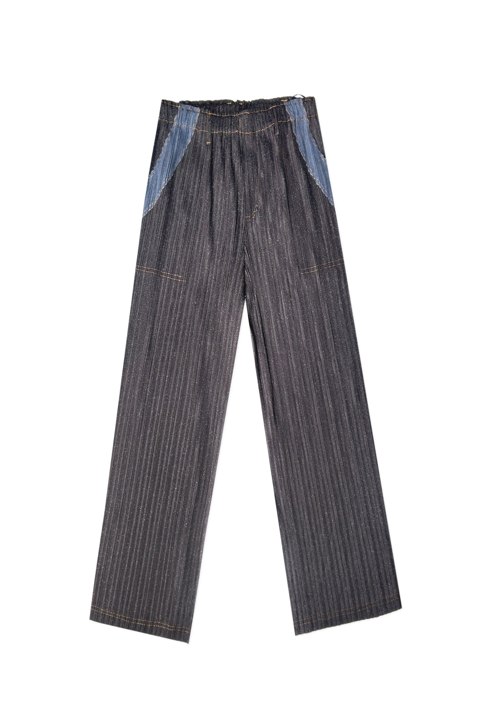 Camille Contrast Denim Pleated Pant