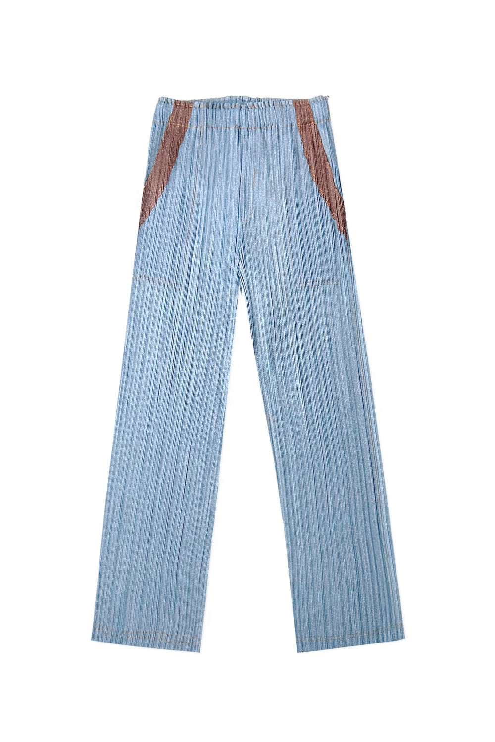 Camille Contrast Denim Pleated Pant