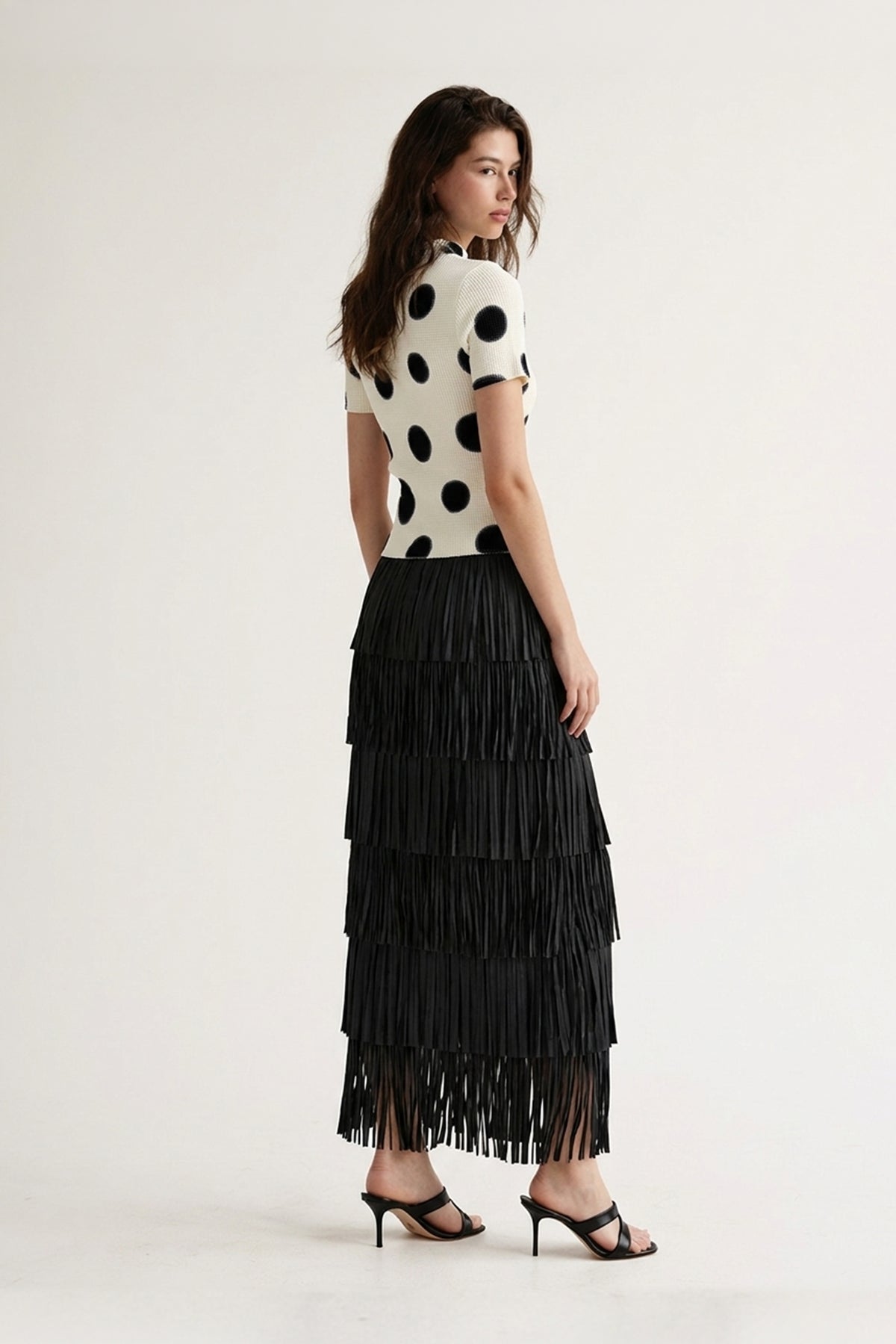 Akira Fringe Plissé Satin Skirt