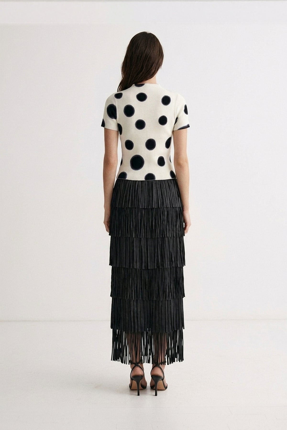 Akira Fringe Plissé Satin Skirt