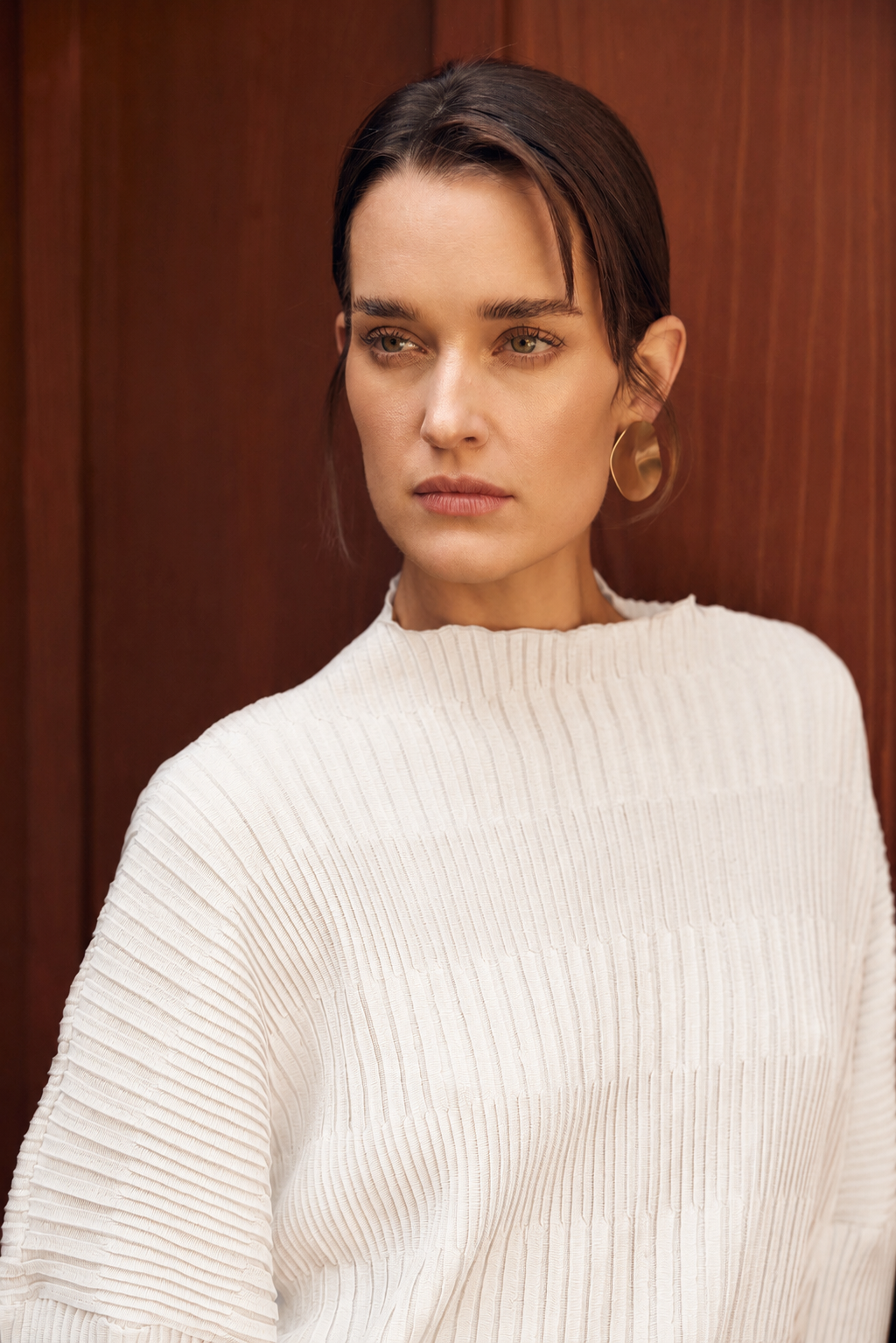 Iris Lettuce Edge Stripe Jacquard Top - Ivory