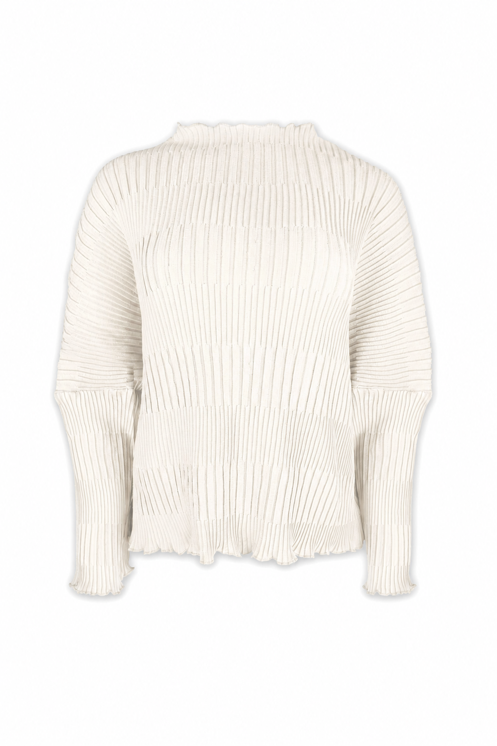 Iris Lettuce Edge Stripe Jacquard Top - Ivory