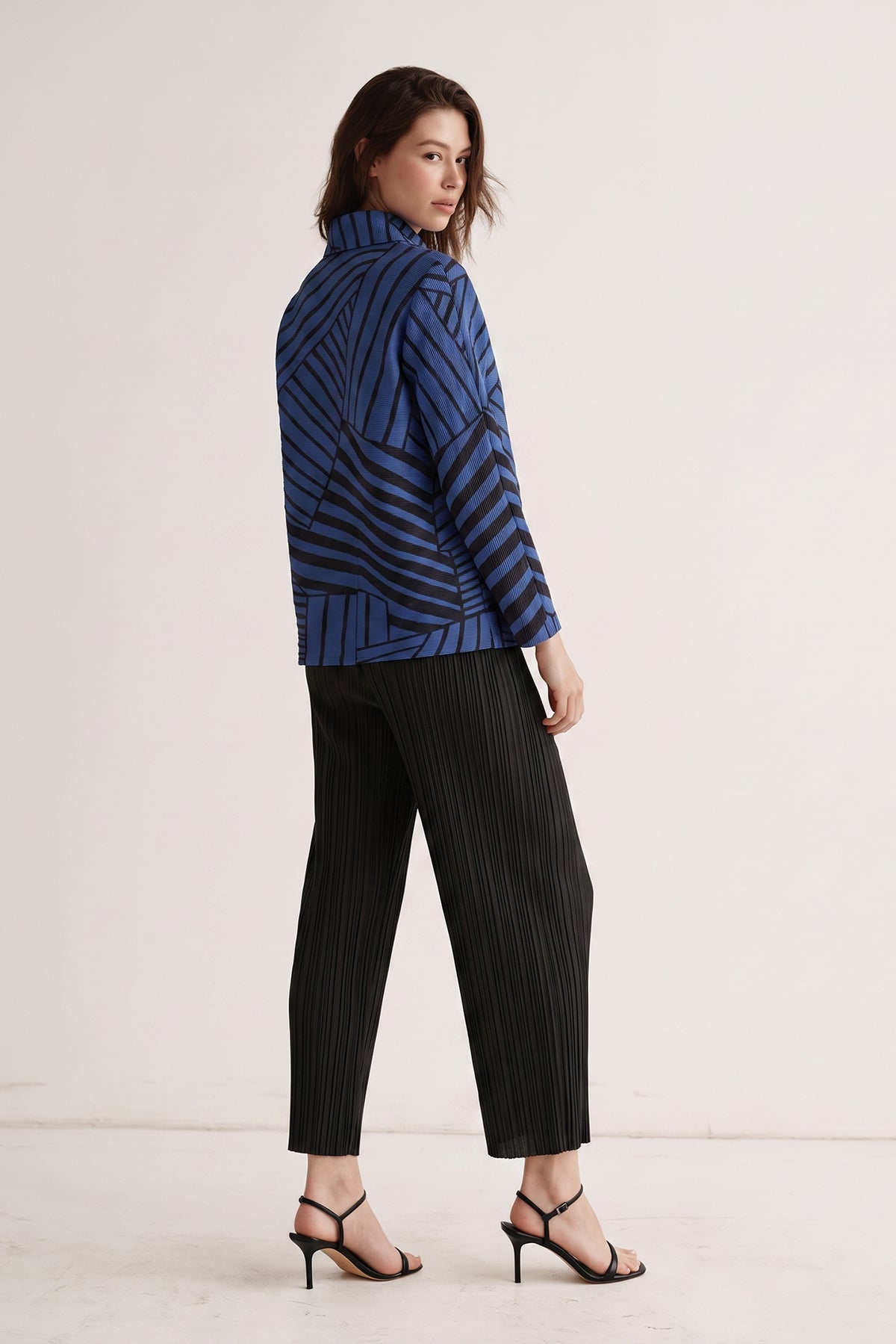 Elodie Stripe Crystal Pleats Shirt