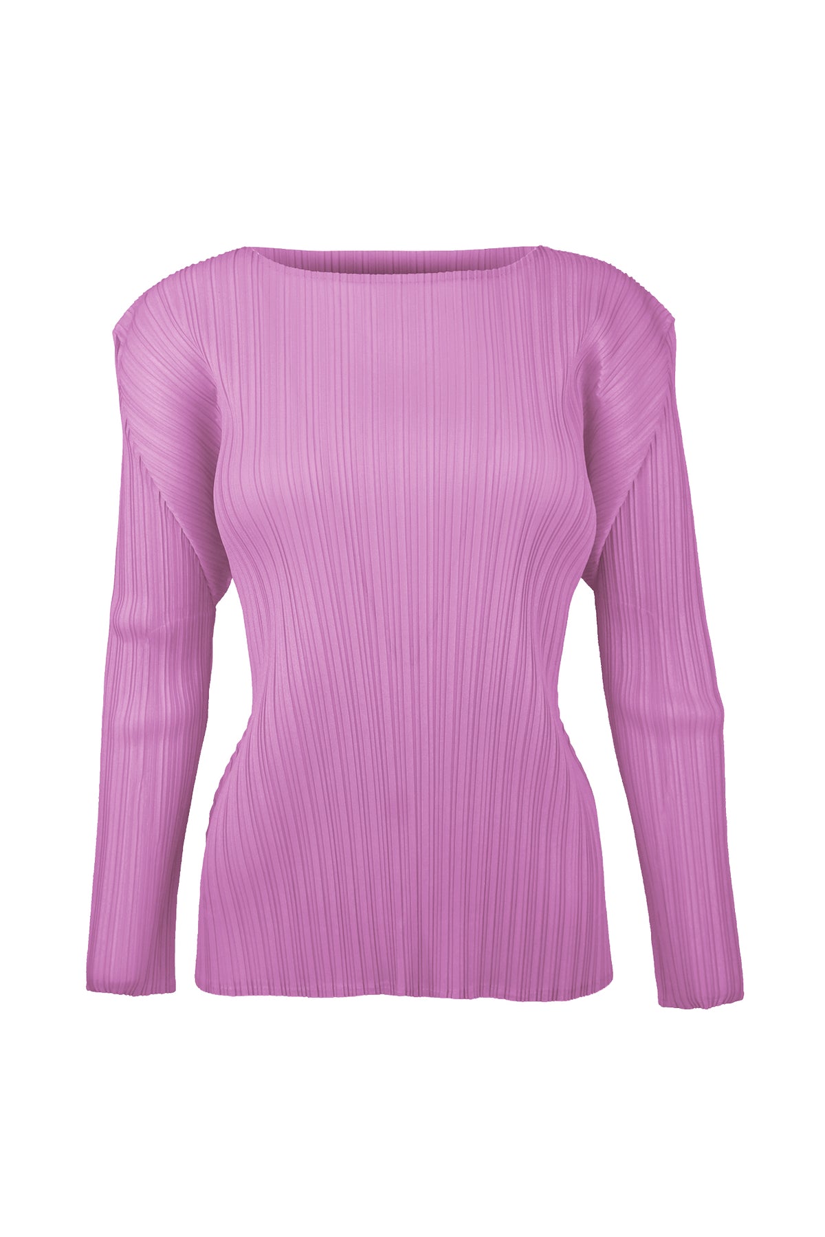 Evelyn Long Sleeve Plissé Satin Top - Purple