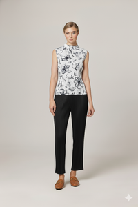 Beth Sketch Floral Plissé Tank