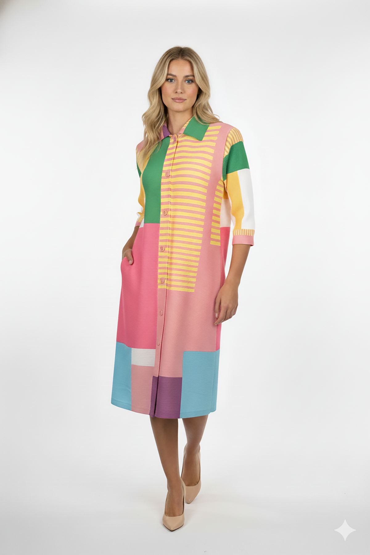 Freya Mondrian Crystal Pleats Jacket - Pink Mix