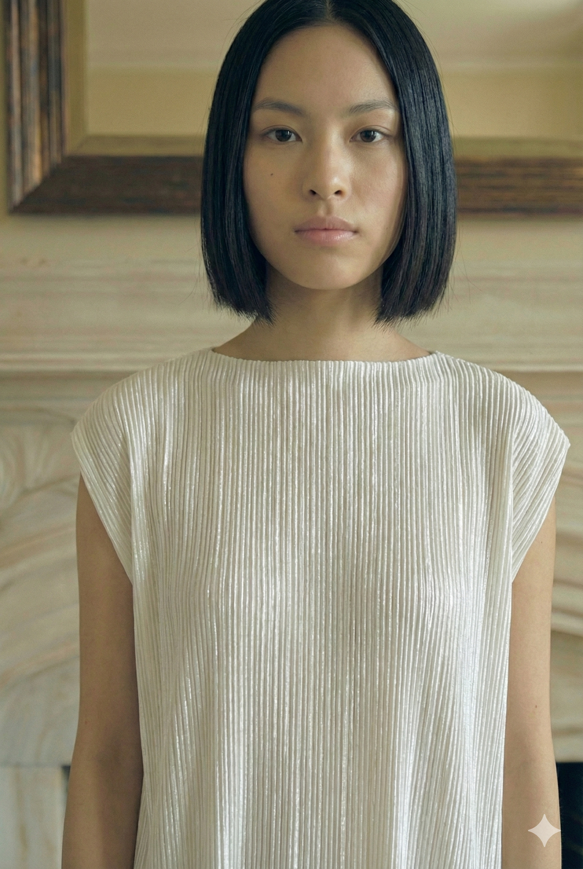 Victoria Goddess Gold Plissé Satin  Dress