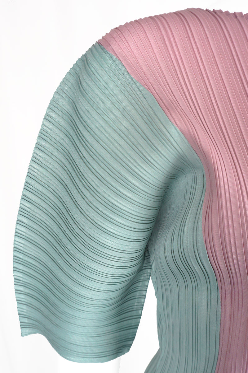 Isabella Plissé Satin Color-block Top