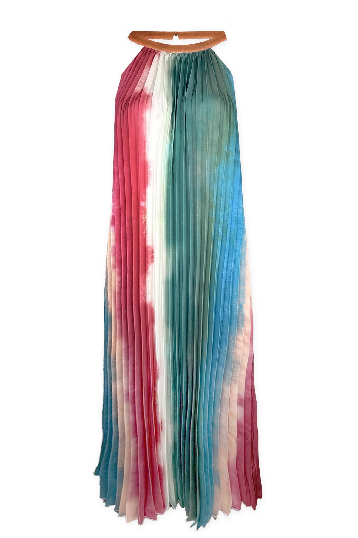 Serene Prism Halter Pleated Dress