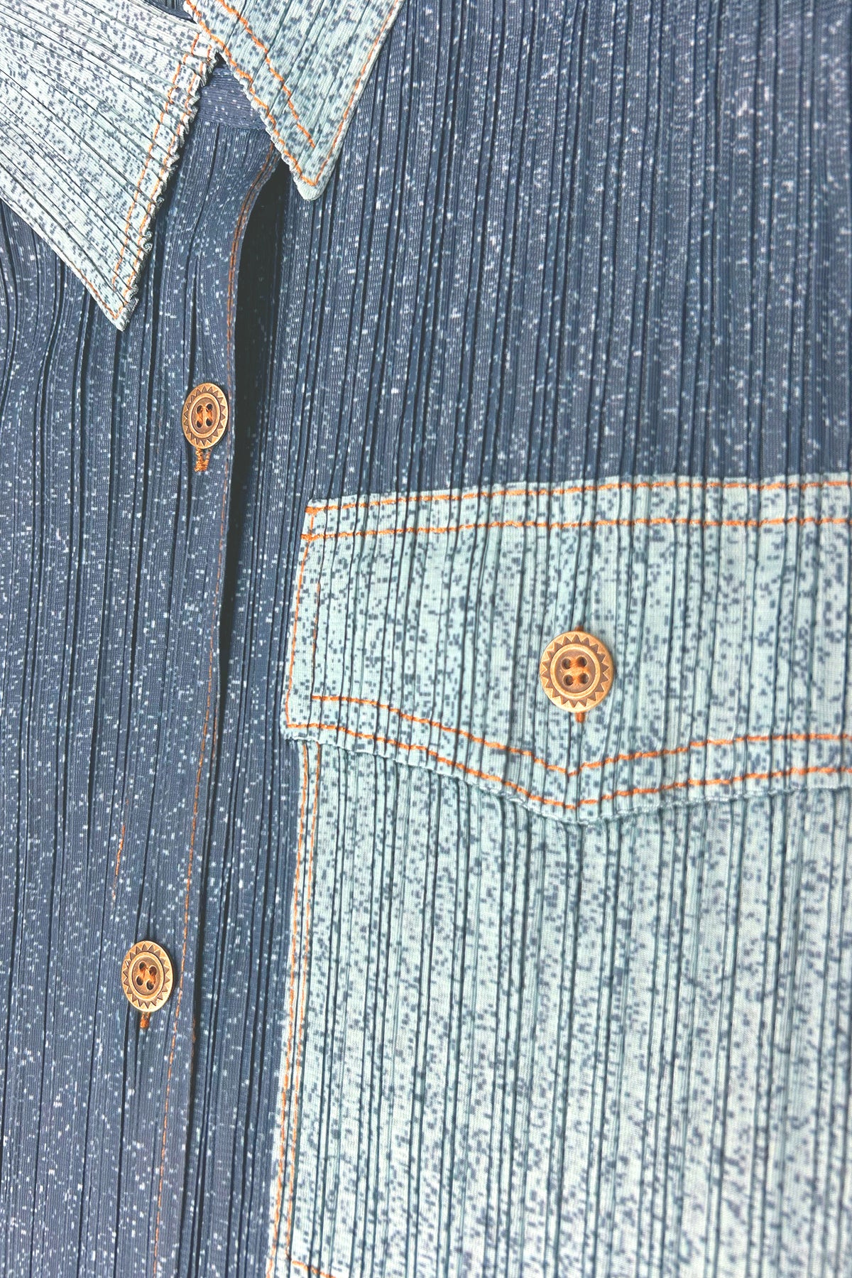 Camille Contrast Denim Pleated Shirt