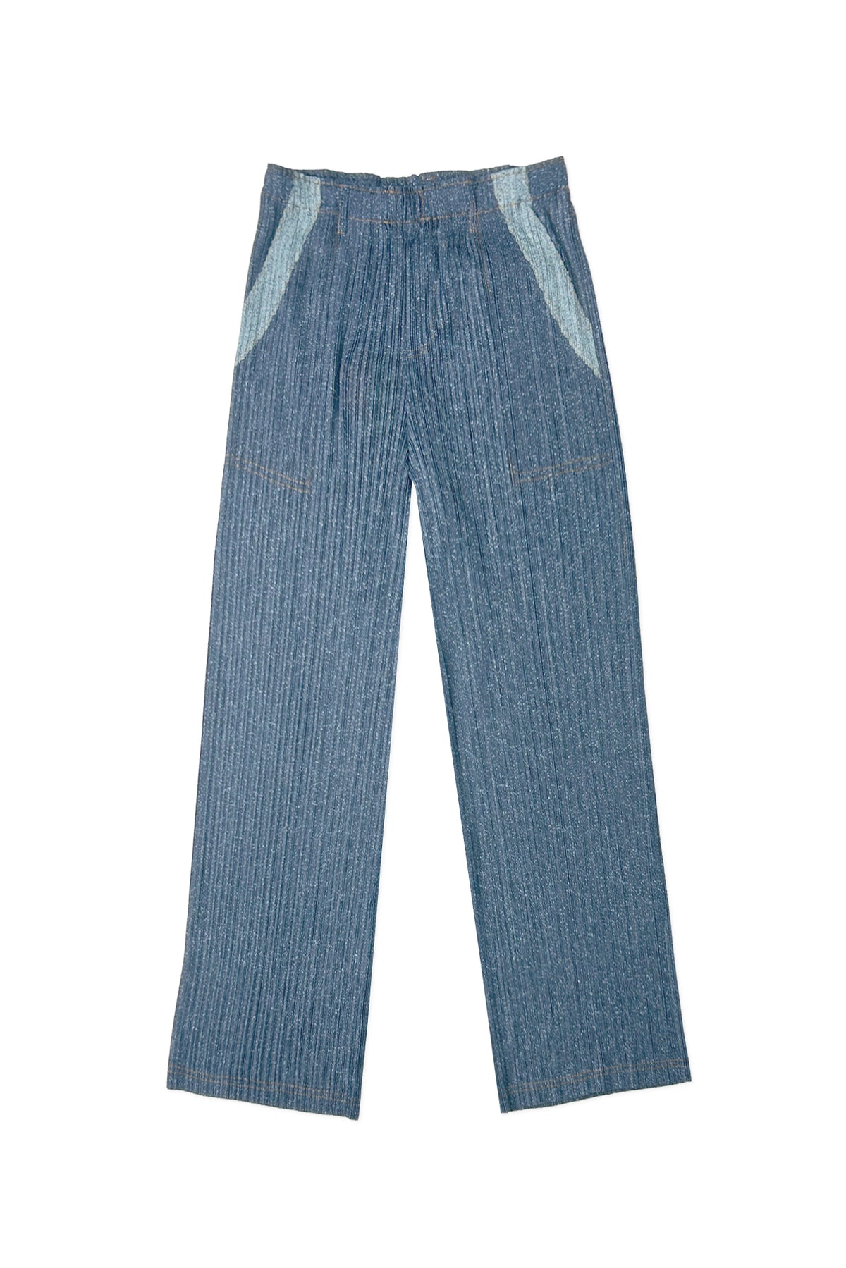 Camille Contrast Denim Pleated Pant