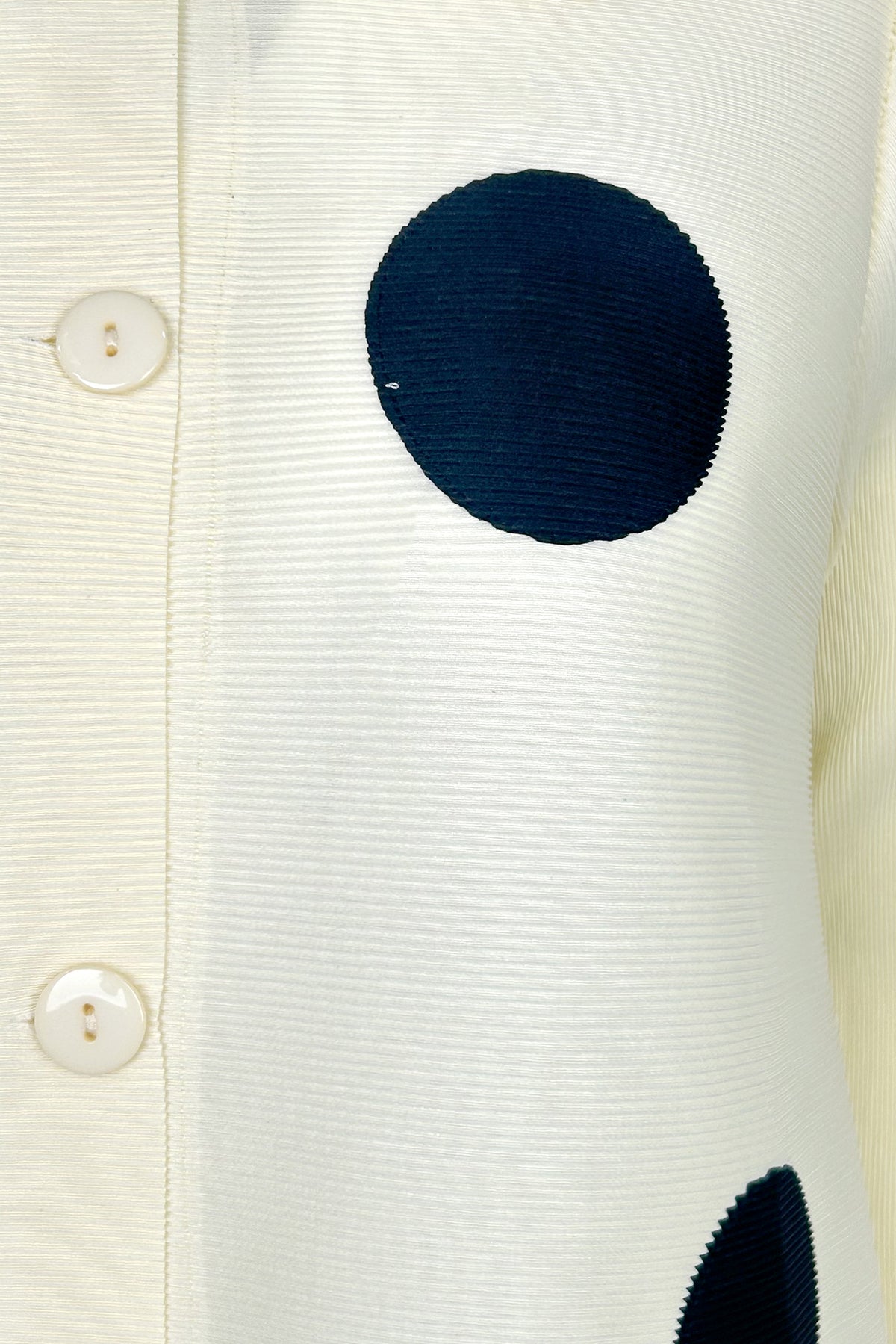 Mari Dot Crystal Pleated Dress/Jacket - Ivory/Ink Black