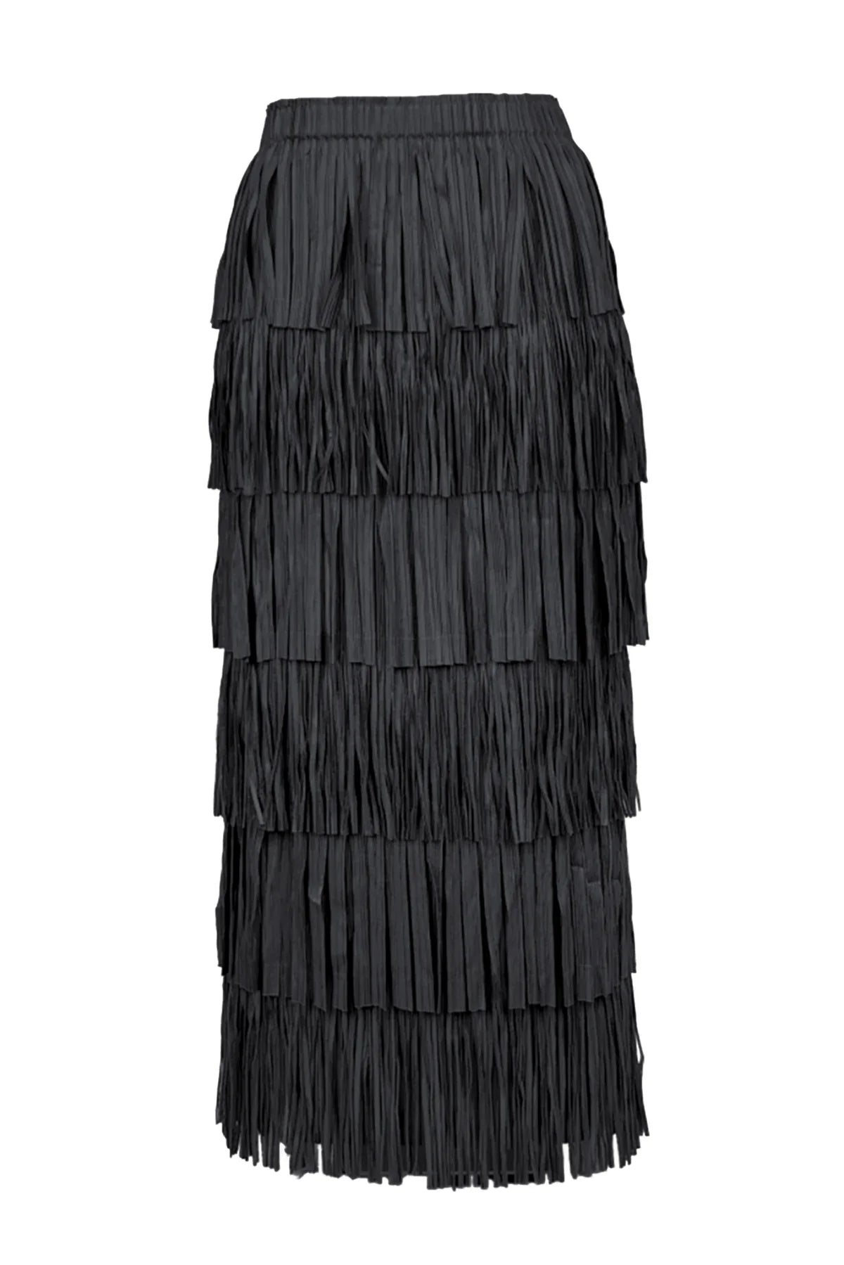 Akira Fringe Plissé Satin Skirt