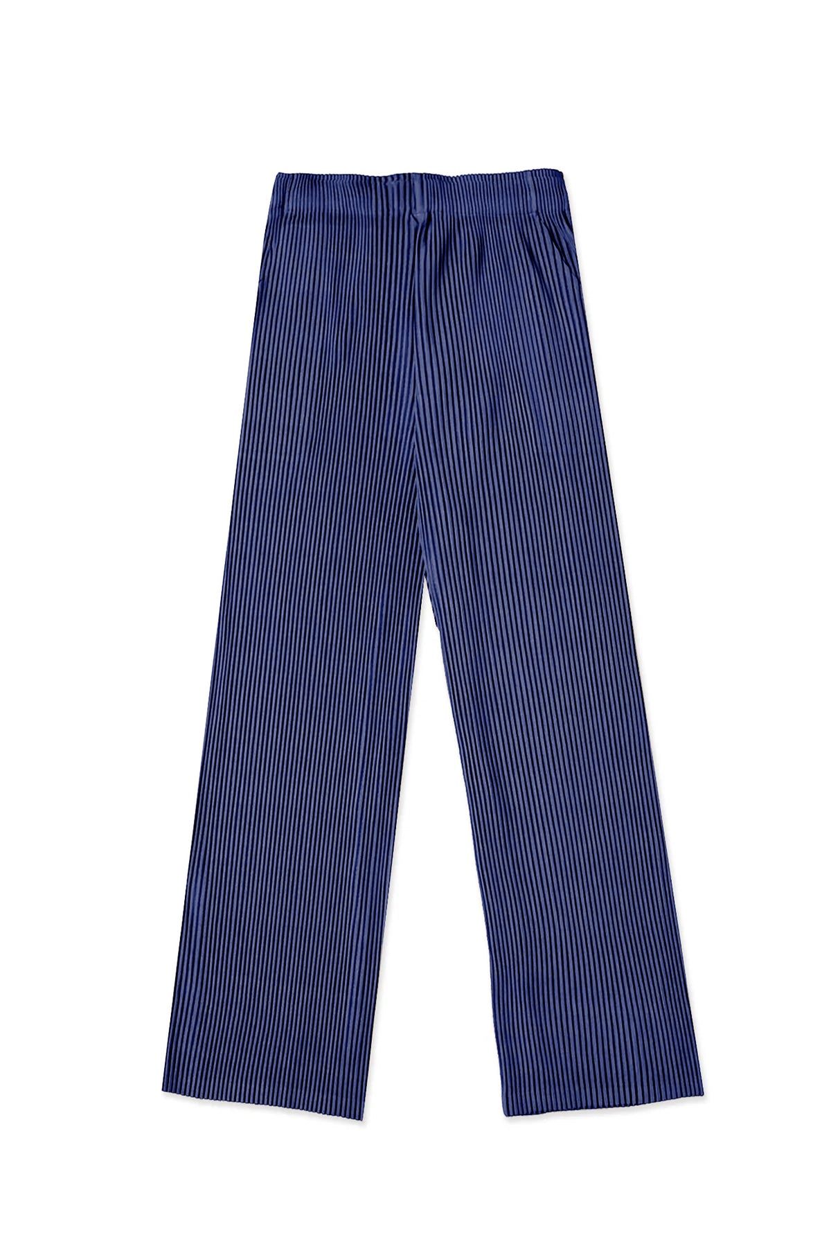 Vivian Double Knit Plissé Straight Pant - Midnight Tide