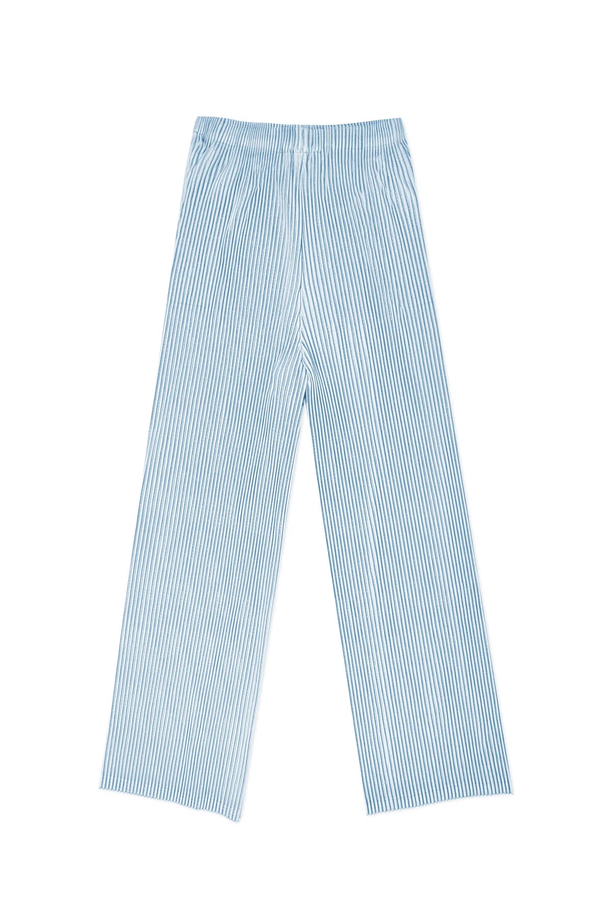 Vivian Double Knit Plissé Straight Pant - Cloud
