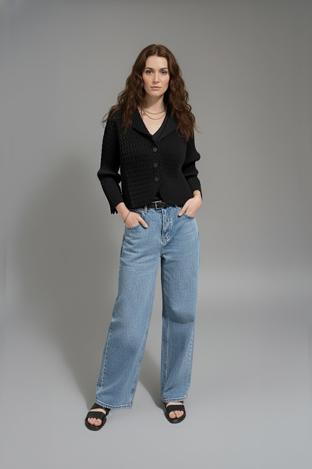 Cleo 3D Chevron Texture Jacket