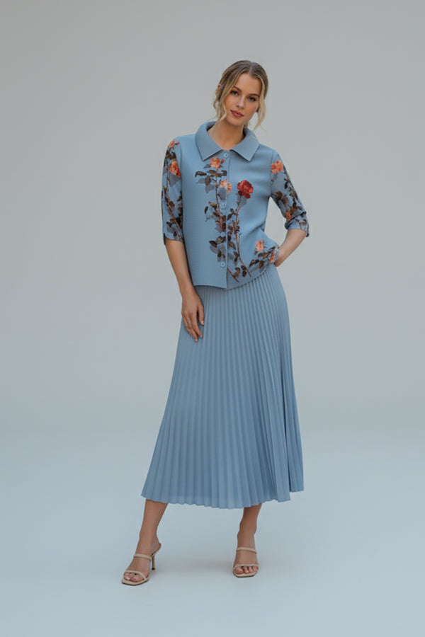 Hazel Pleated Skirt - French Blue