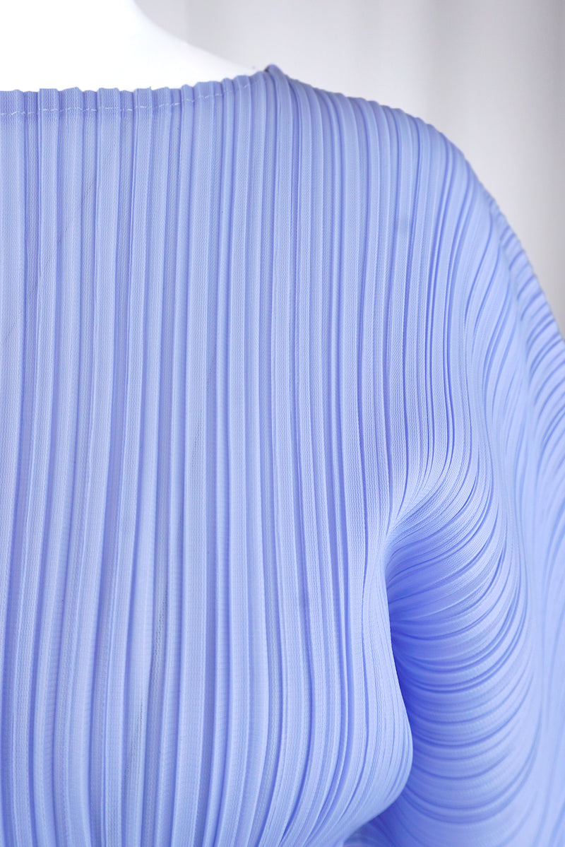 Abigail Curve Sleeves Plissé Satin Top