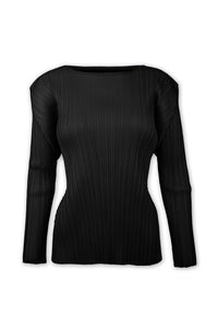 Evelyn Long Sleeve Plissé Satin Top