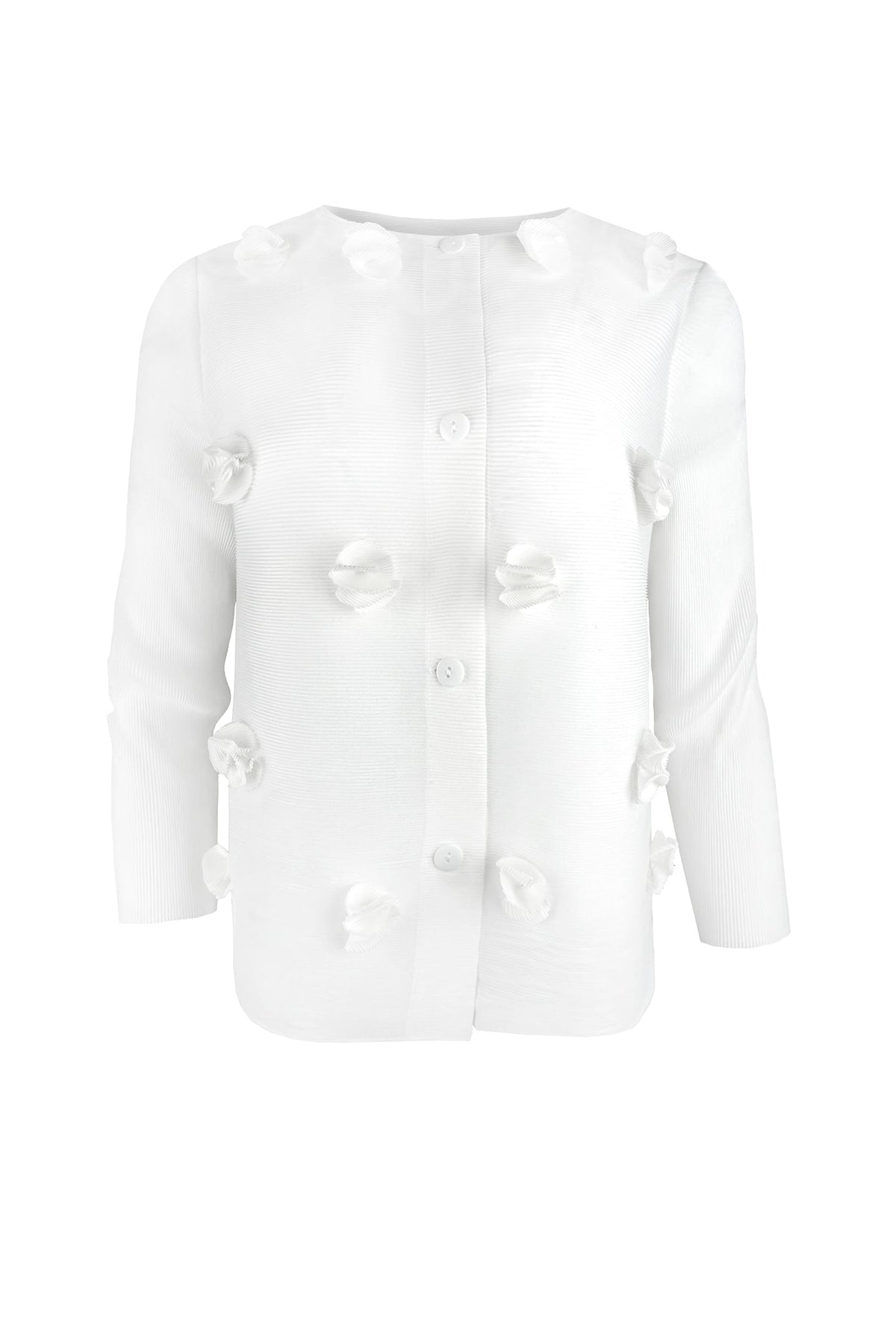 (BACK IN STOCK!) Gloria Flower Embroidered Crystal Pleats Cardigan