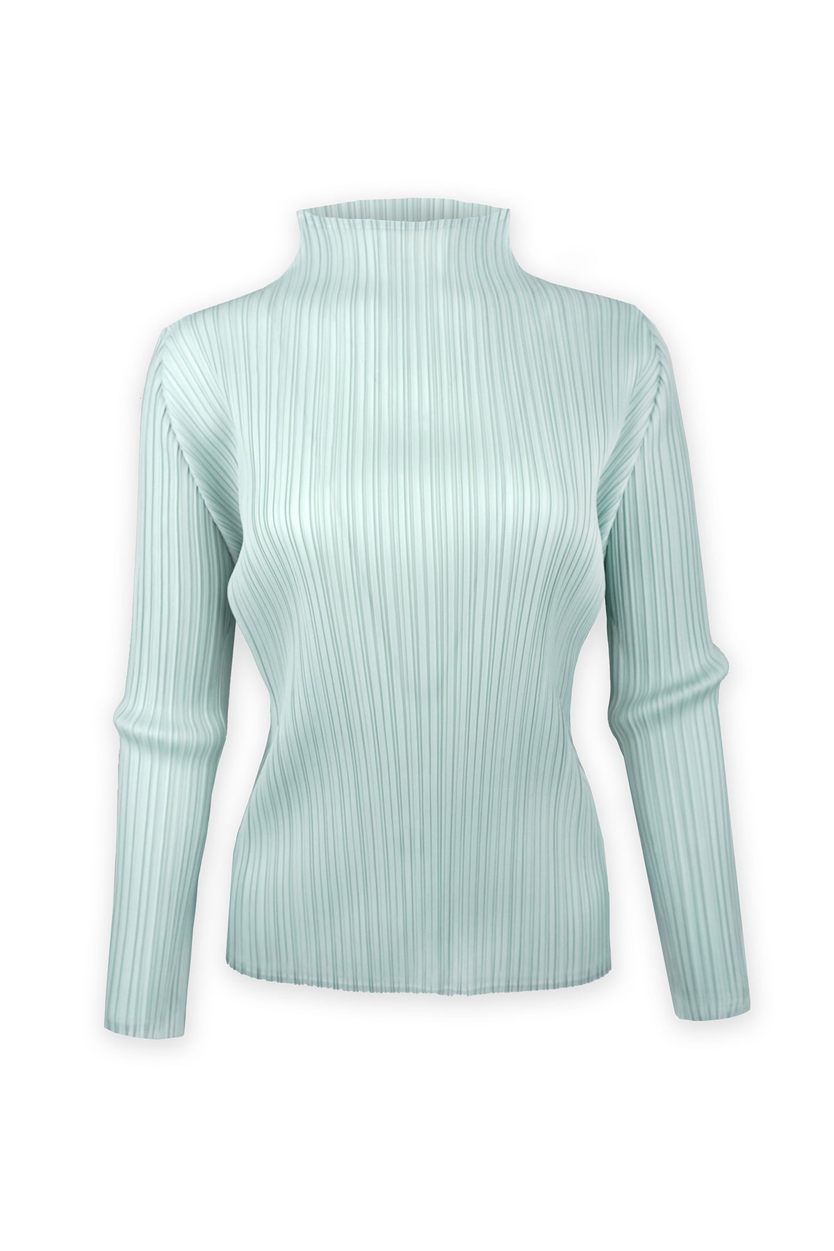 Harper Mockneck Long Sleeve Plissé Satin Top