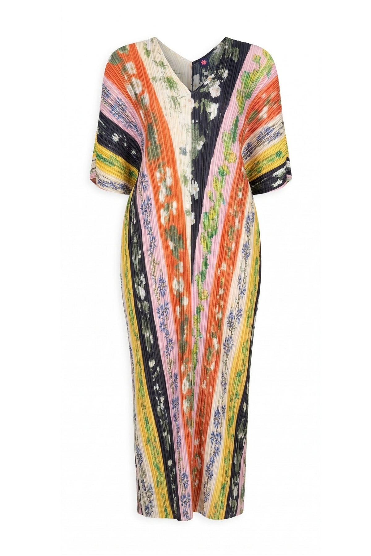 Dahlia Floral Plissé Kaftan Dress