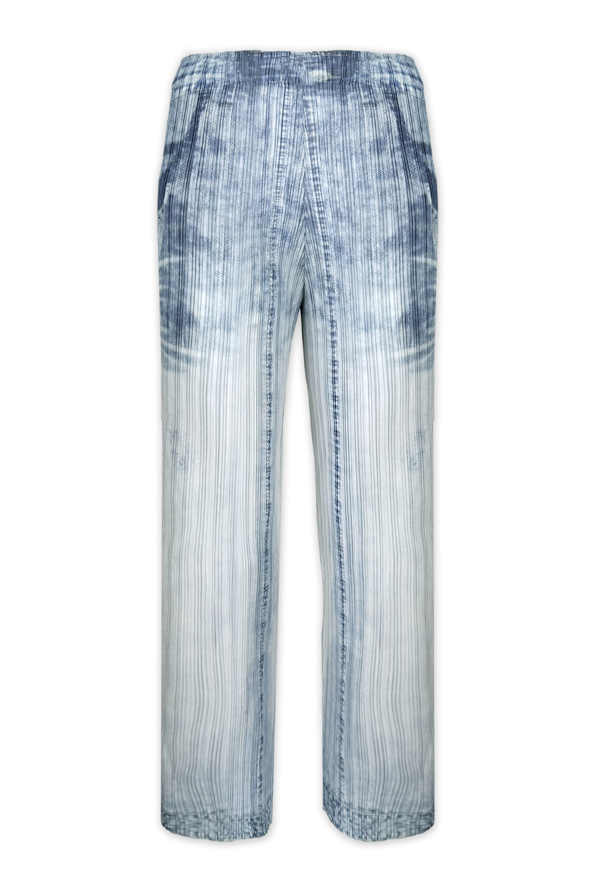 Lauren Denim Print Plissé Satin Pant