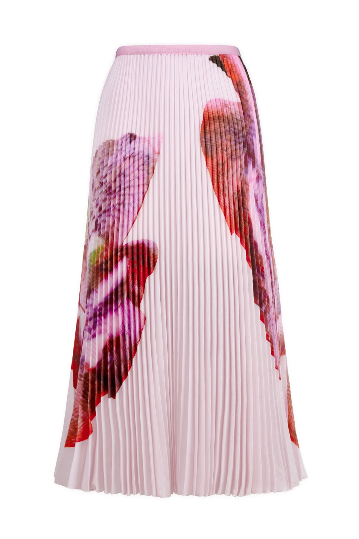 Agata Coral Print Pleated Skirt