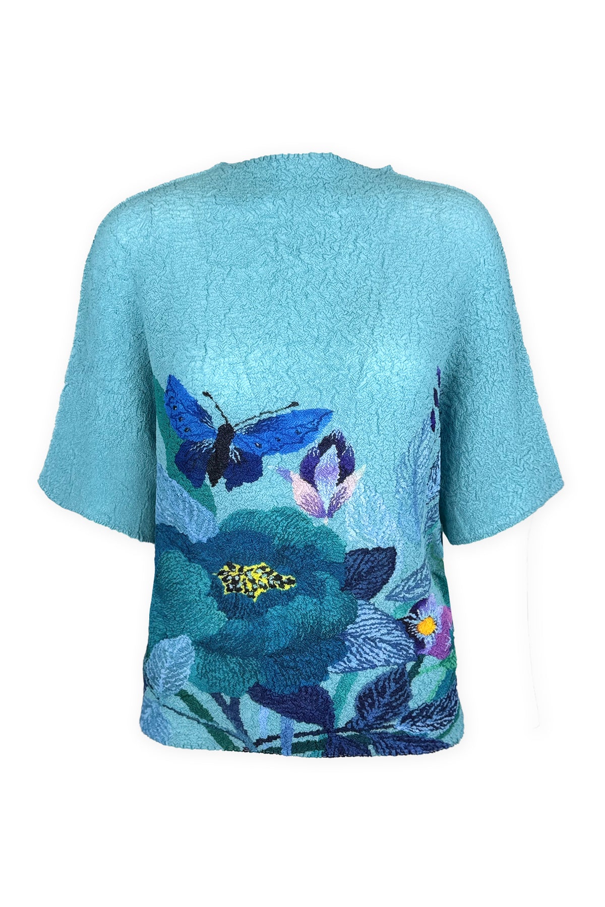 Lisa Butterfly Crushed Texture Top - Blue